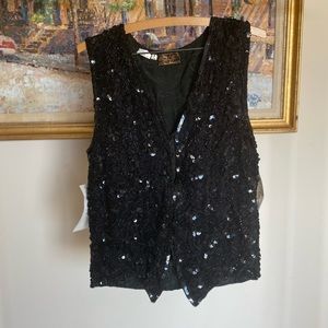Vintage sequin black vest NWT